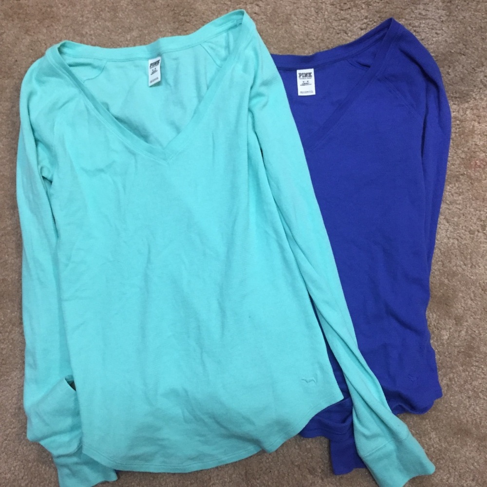 2 Size Medium PINK Victoria’s Secret Long Sleeve